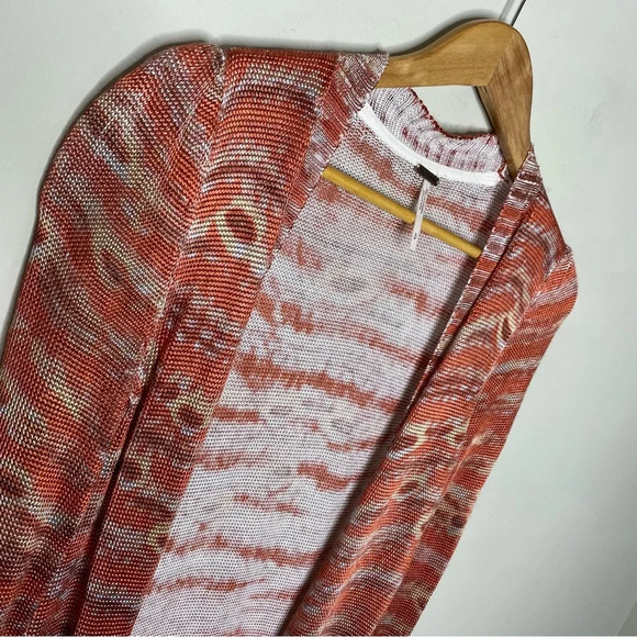 🌟NEW Free People Rust Orange Silky Ribbed Ikat Aztec Duster Cardigan Size Small - Picture 4 of 12